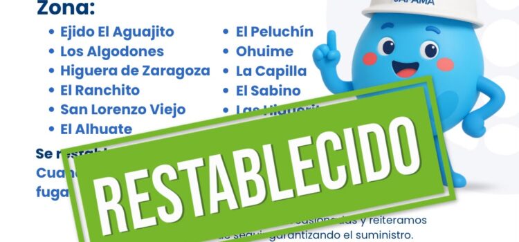 JAPAMA informa que la fuga en la red de agua potable de Higuera de Zaragoza ha sido reparada