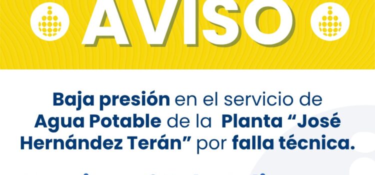 Falla técnica en bomba de la Planta Potabilizadora “José Hernández Terán” provoca baja presión en sectores del sur de Los Mochis; trabajan para restablecer el servicio Falla técnica en bomba de la Planta Potabilizadora “José Hernández Terán” provoca baja presión en sectores del sur de Los Mochis; trabajan para restablecer el servicio